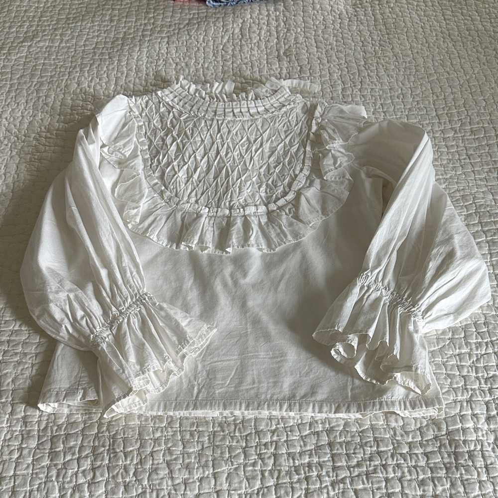 Elegant White Ruffled Women's Top
